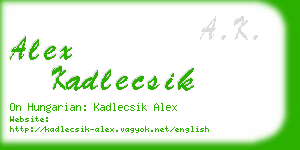 alex kadlecsik business card